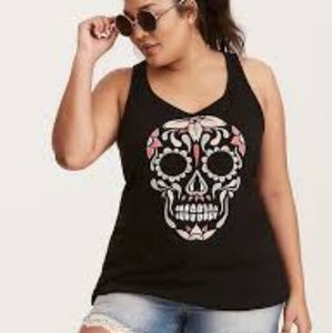 Black tank with sugar skull